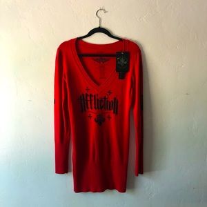 Red Affliction V cut dress